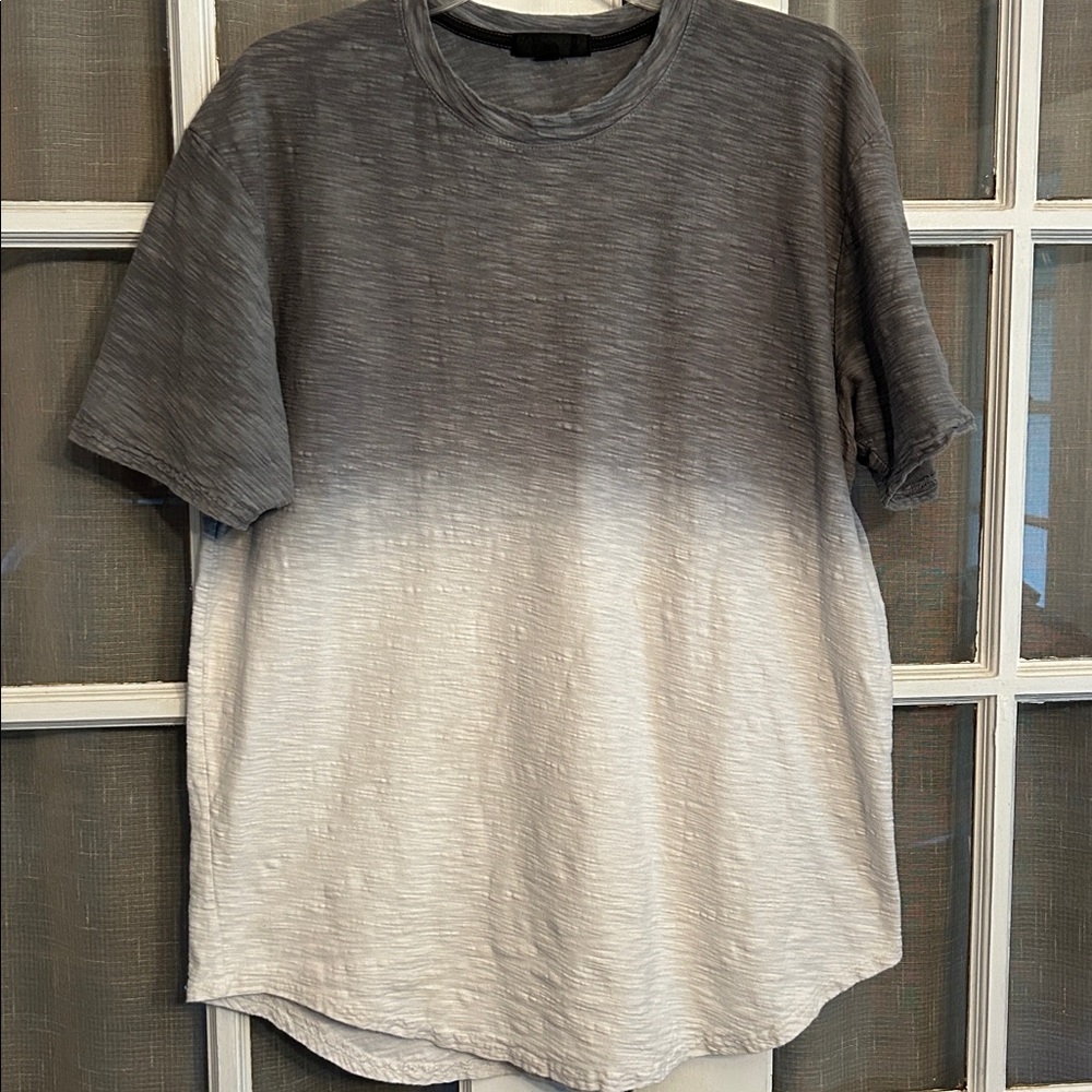 Cadogan Men’s T-Shirt Gray to White Ombré Textured Cotton SZ XL